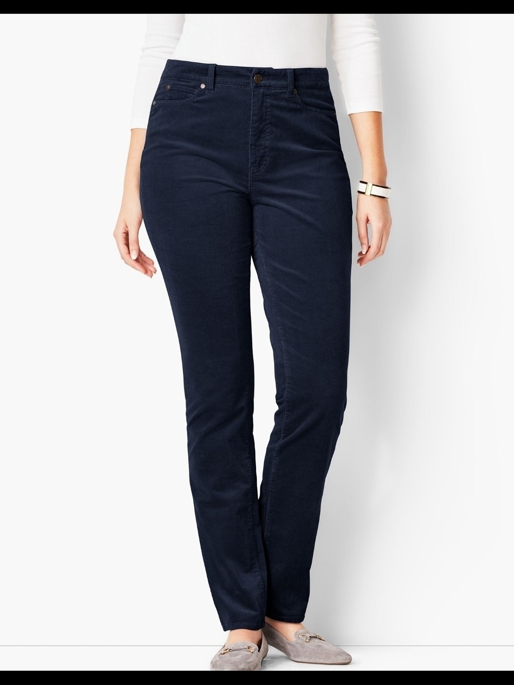Talbots Womens Heritage Corduroy Jeans Pants Sz 8 Blue Mid Rise Straight Leg EUC
